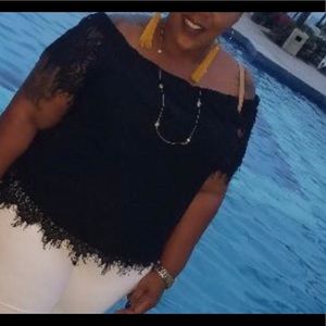 Off the shoulder black lace top!